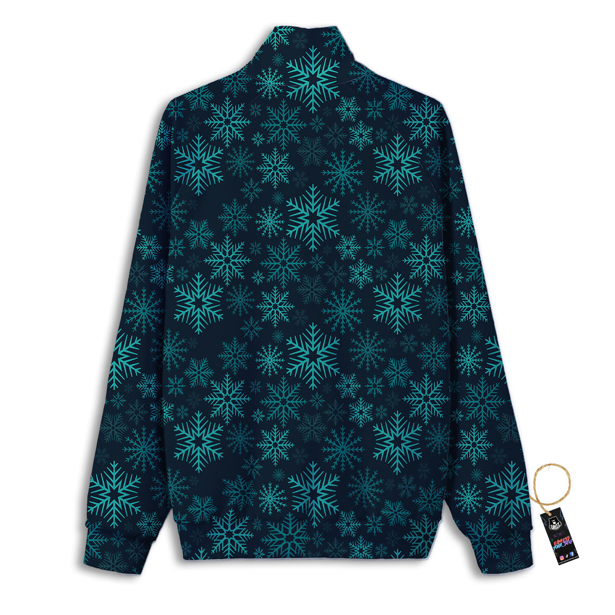 Snowflake Turquoise Print Pattern Track Jacket-grizzshop