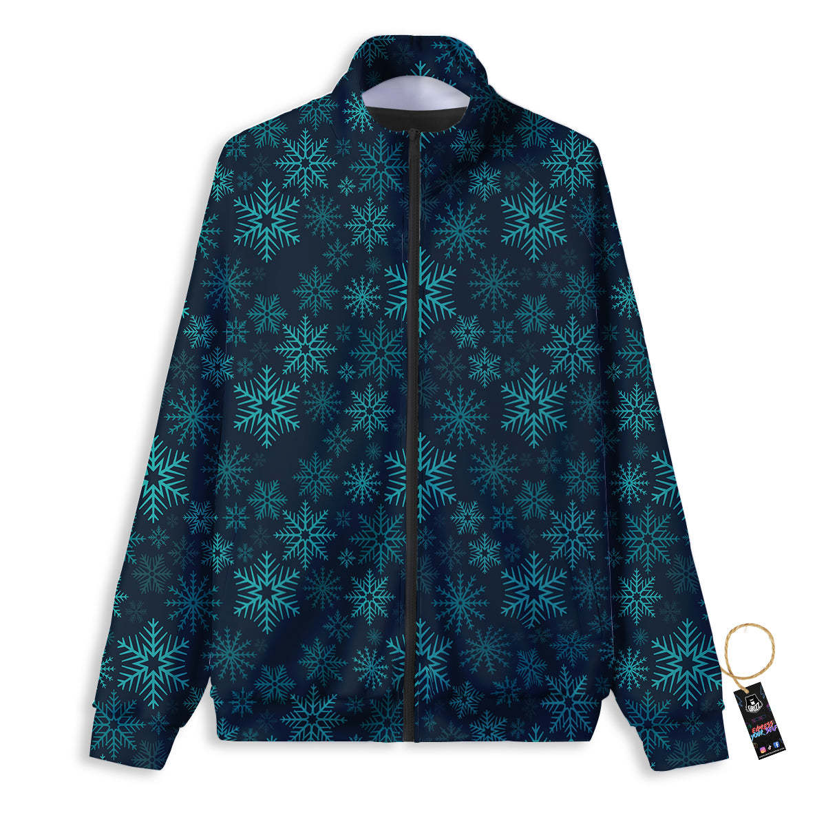 Snowflake Turquoise Print Pattern Track Jacket-grizzshop
