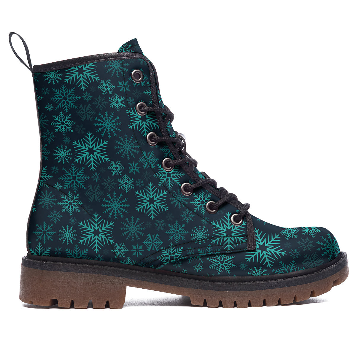 Snowflake Turquoise Print Pattern Work Boots-grizzshop