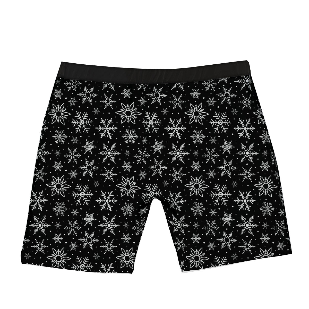 Snowflake White And Black Print Pattern Boxer Briefs-grizzshop
