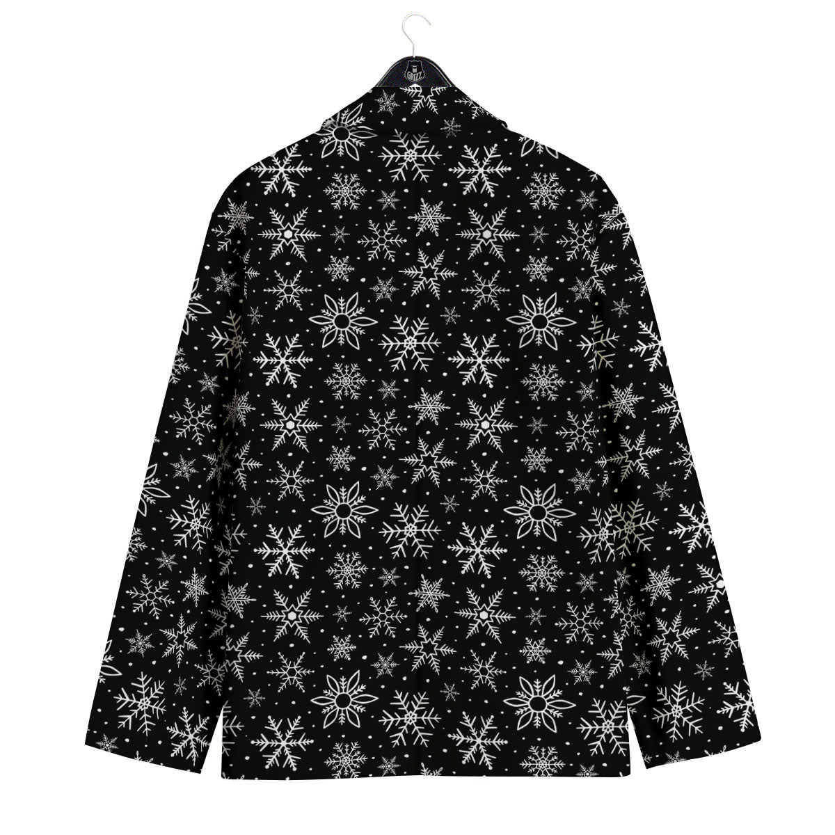 Snowflake White And Black Print Pattern Men's Sport Coat-grizzshop