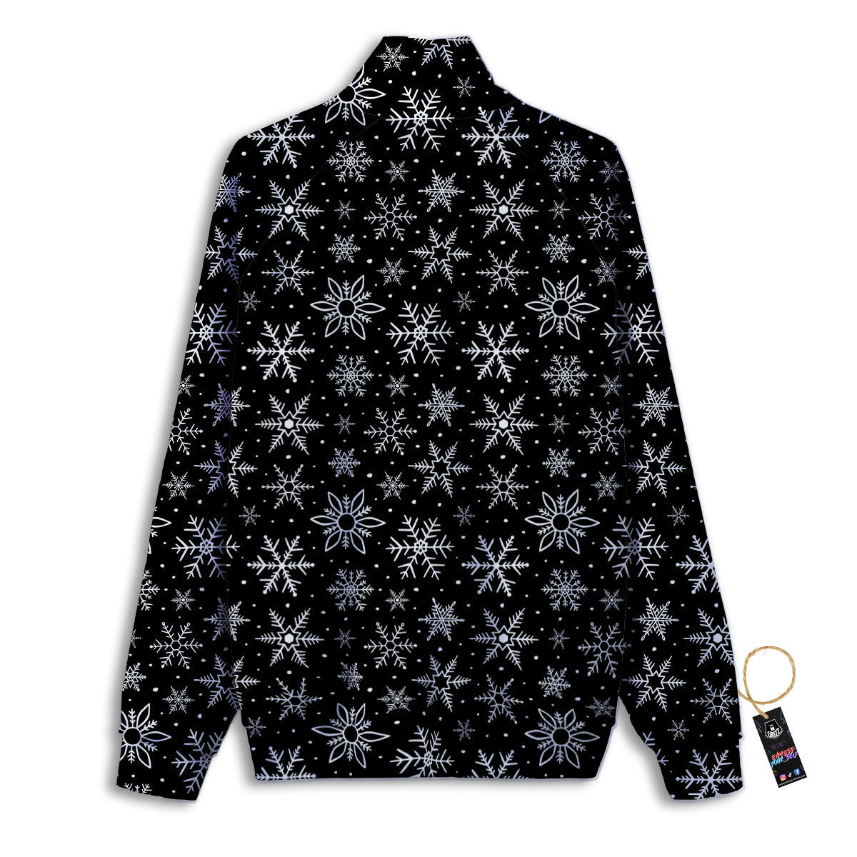 Snowflake White And Black Print Pattern Track Jacket-grizzshop