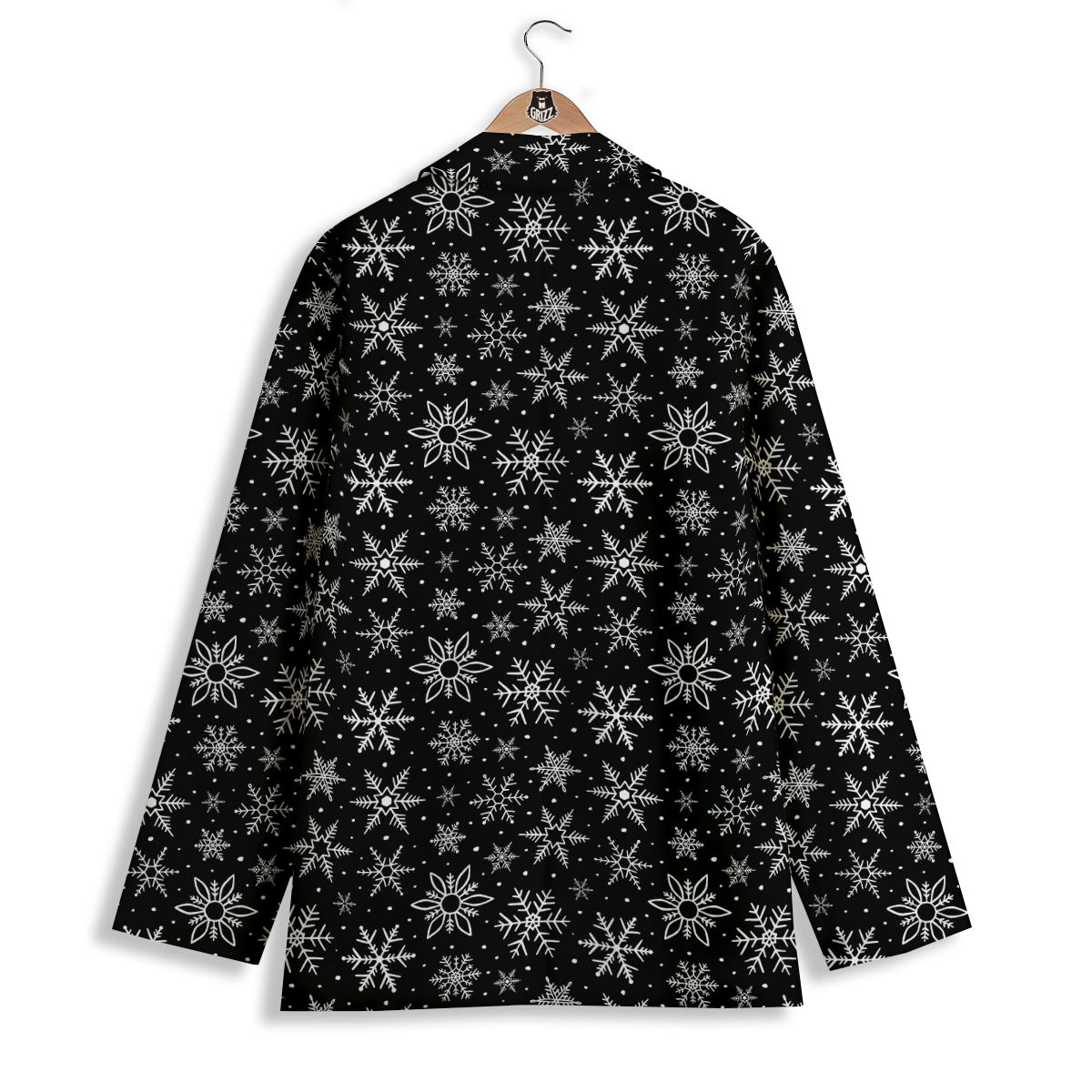 Snowflake White And Black Print Pattern Women's Blazer-grizzshop