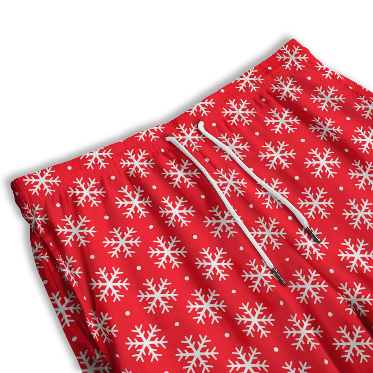 Snowflake White And Red Print Pattern Men's Athletic Shorts