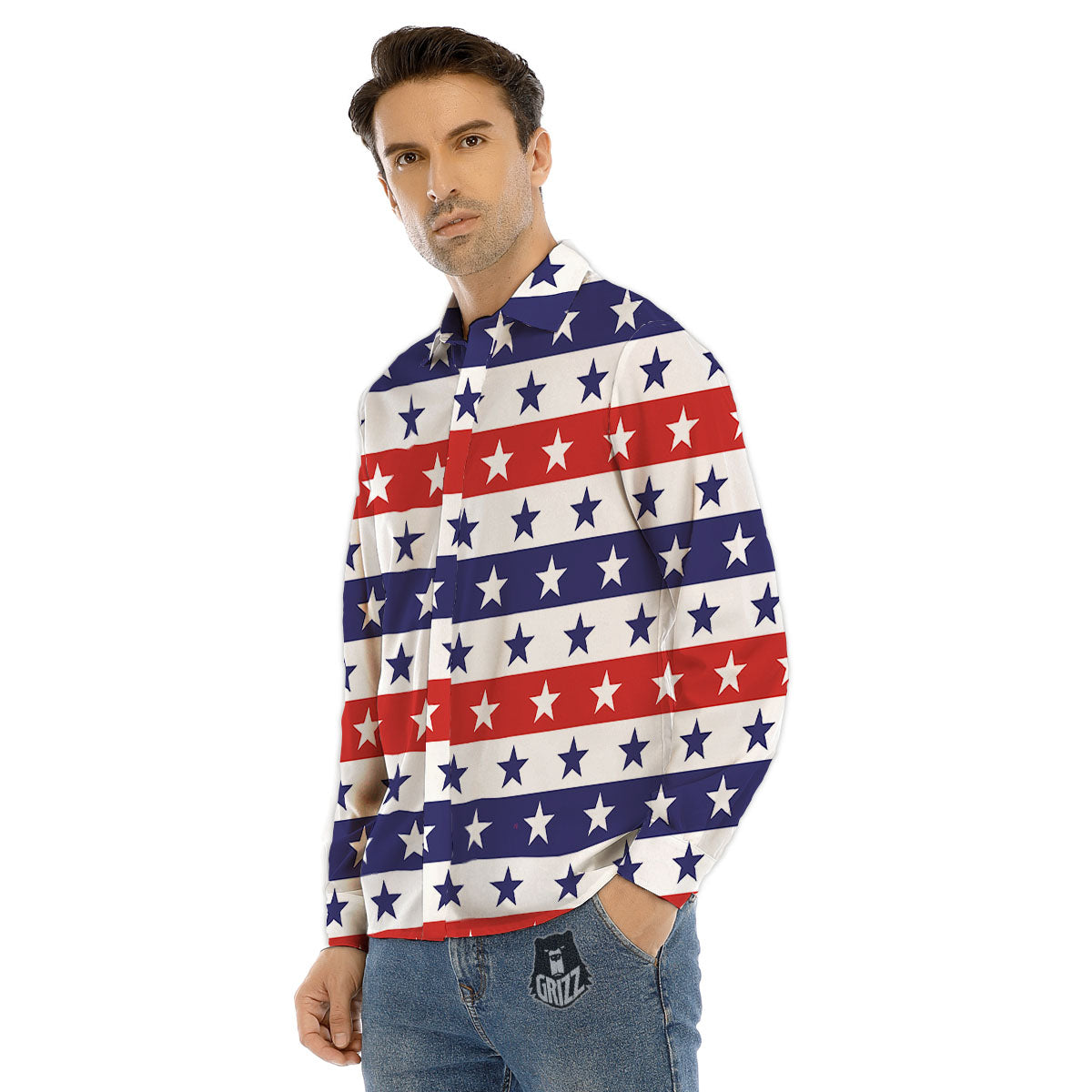 Snowflake White And Red Print Pattern Men's Dress Shirts-grizzshop