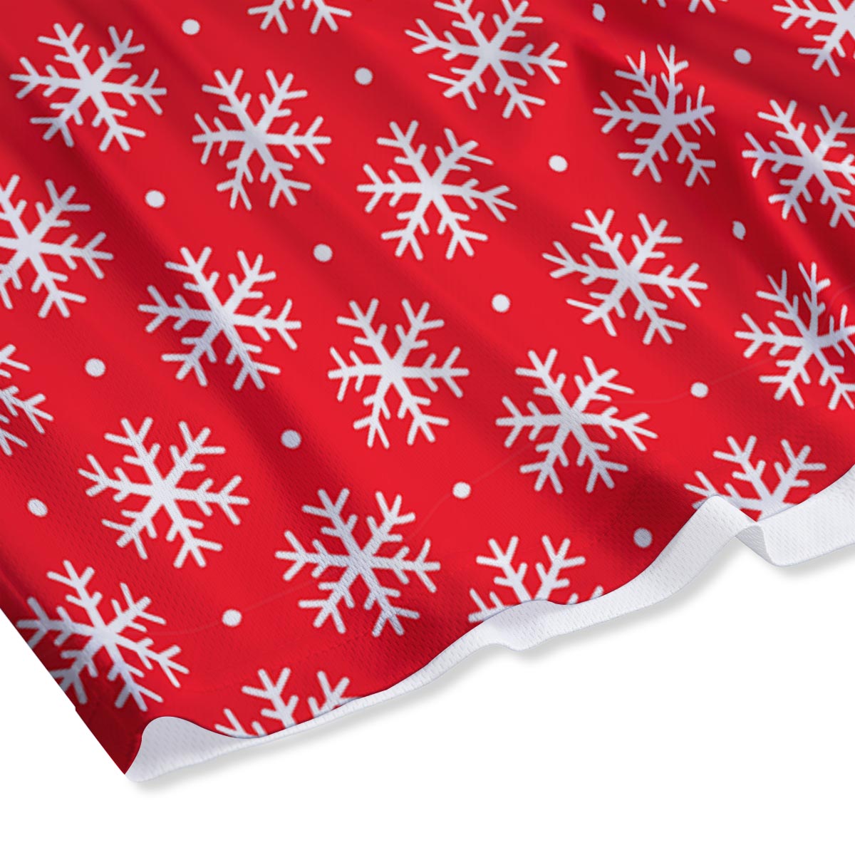 Snowflake White And Red Print Pattern Mesh Shorts