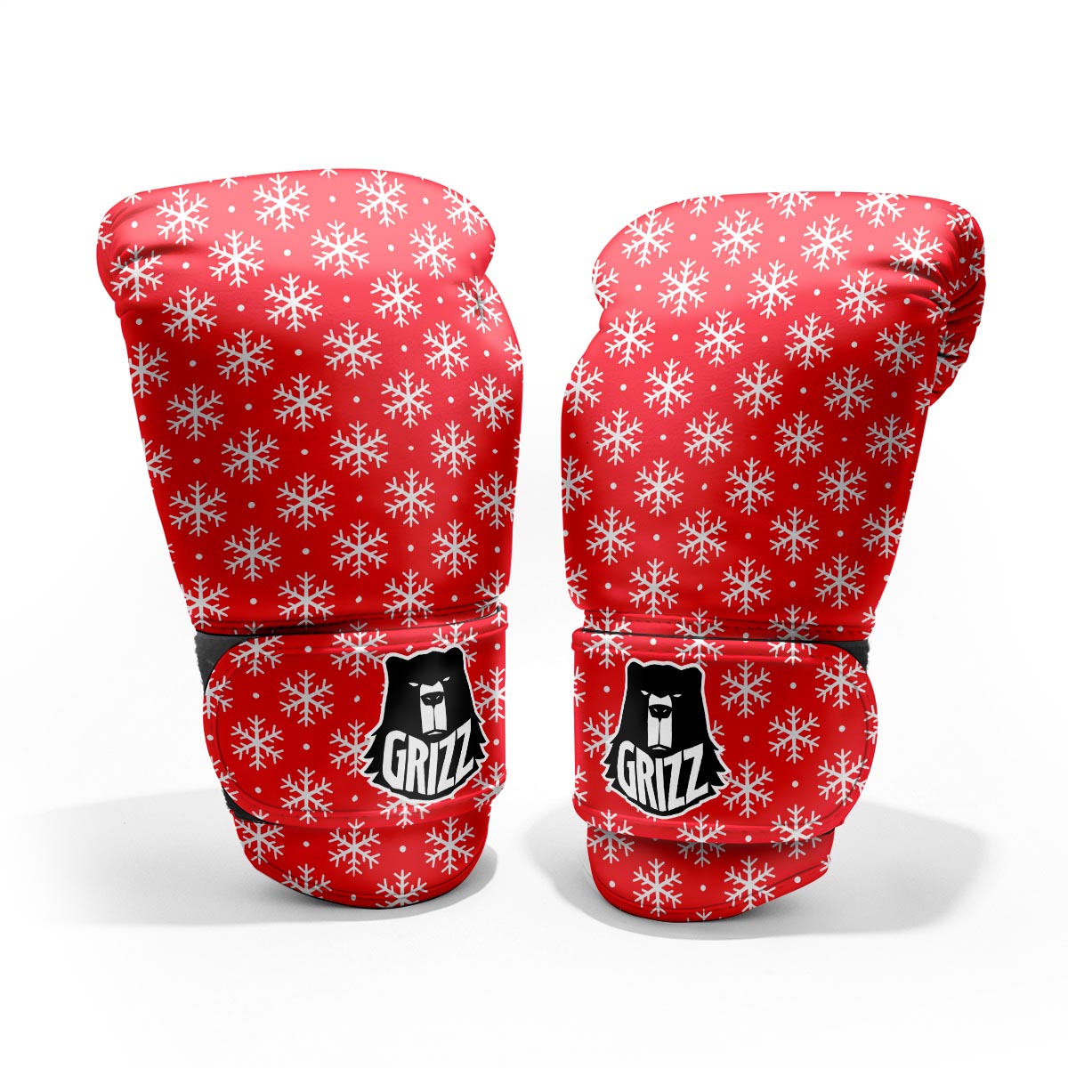 Snowflake White And Red Print Pattern Pro Boxing Glove