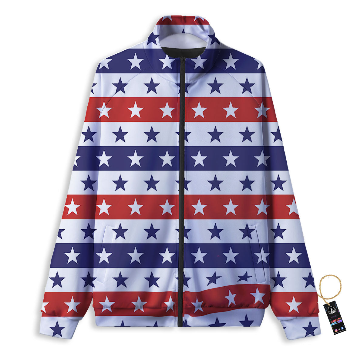 Snowflake White And Red Print Pattern Track Jacket-grizzshop