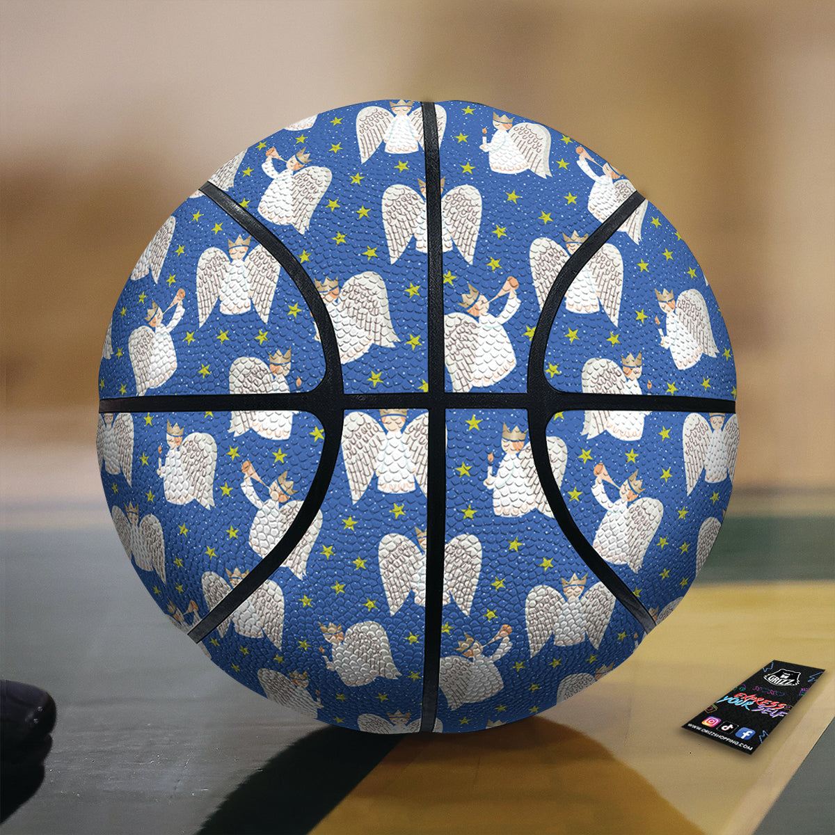 Snowflake And Angel Print Pattern Basketball