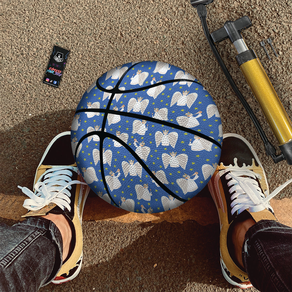Snowflake And Angel Print Pattern Basketball