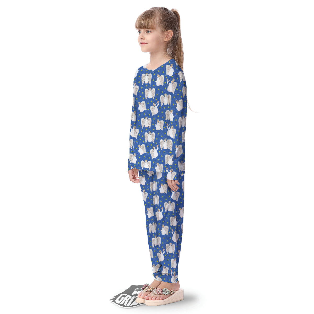 Snowflake And Angel Print Pattern Kid's Pajamas-grizzshop