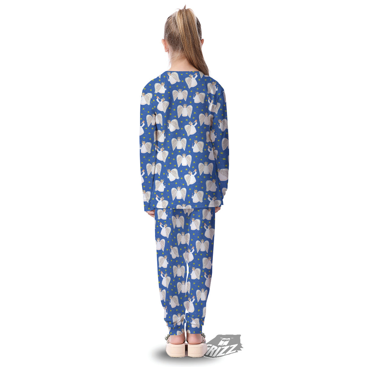 Snowflake And Angel Print Pattern Kid's Pajamas-grizzshop