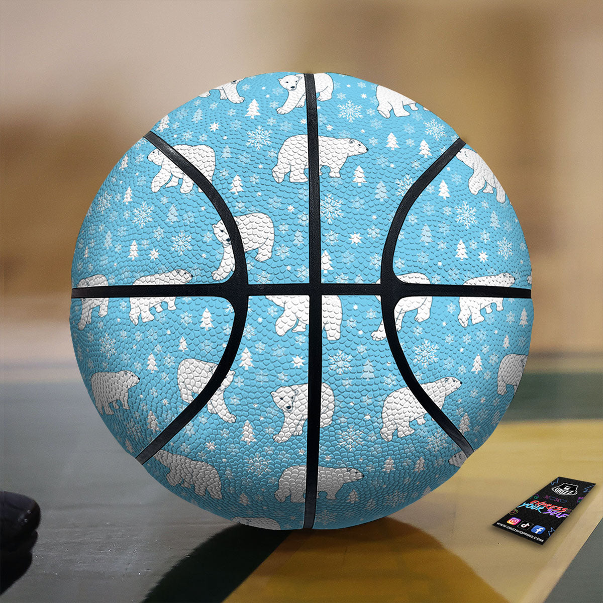 Stained Glass Mosaic Teal Print Basketball