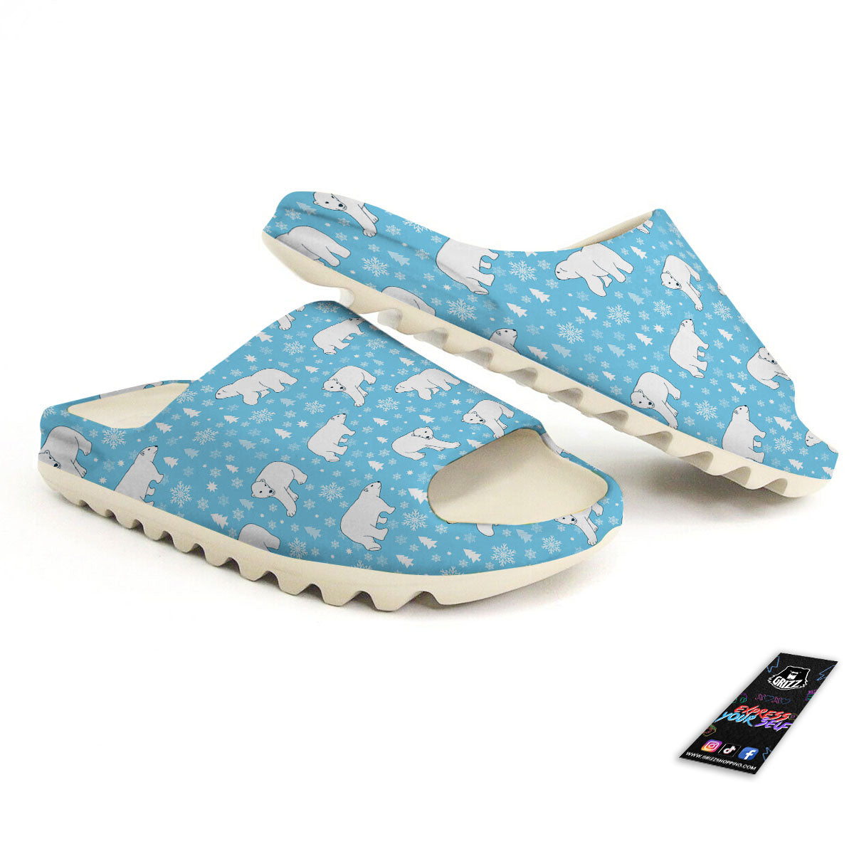 Snowflake And Polar Bear Print Pattern Sandals-grizzshop