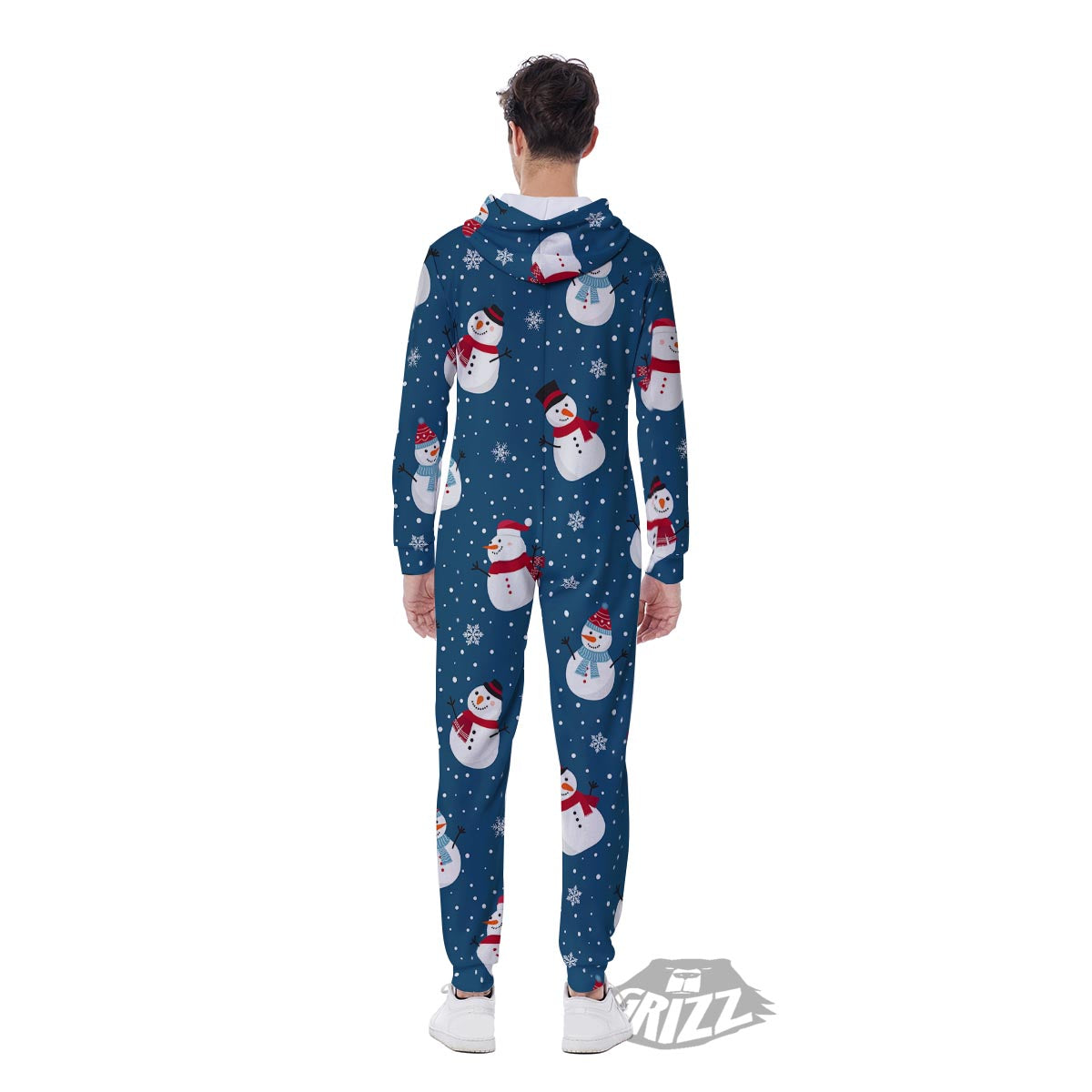 Snowflake And Snowman Print Pattern Men's Jumpsuit-grizzshop