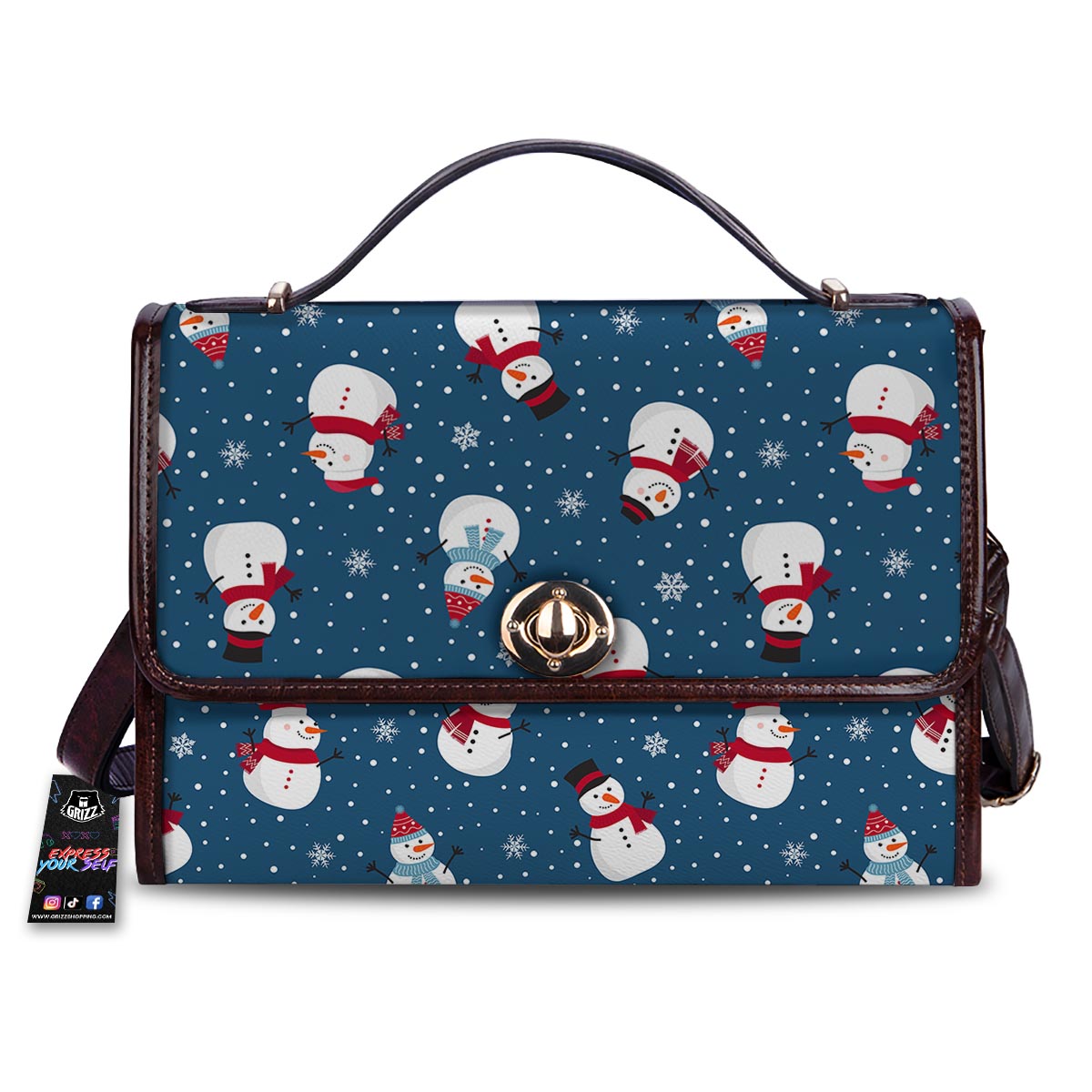 Snowflake And Snowman Print Pattern Women's Satchel Bag