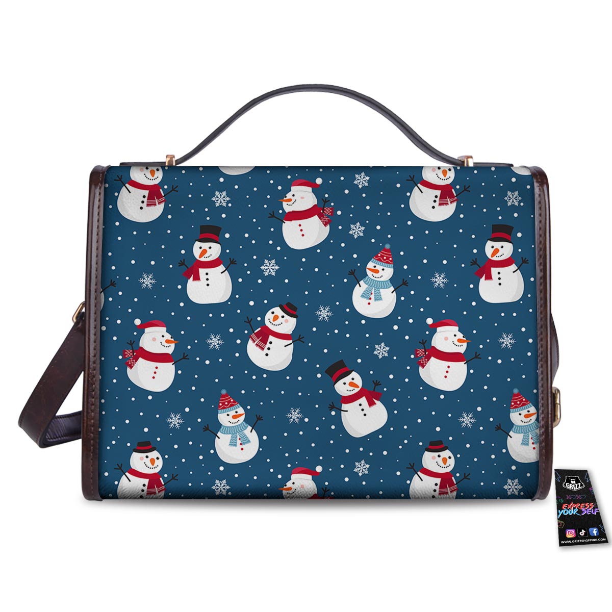 Snowflake And Snowman Print Pattern Women's Satchel Bag