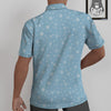 Snowflake Blue Print Pattern Untucked Shirts-grizzshop