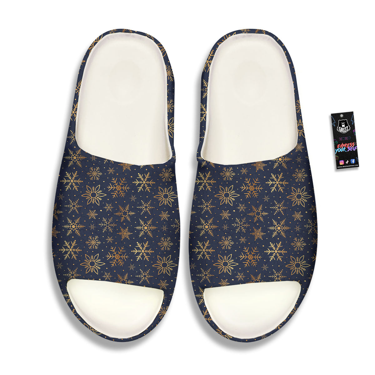 Snowflake Golden Print Sandals-grizzshop