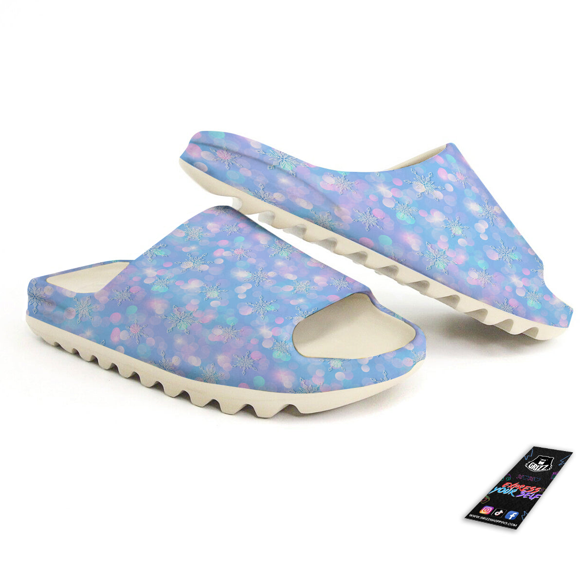 Snowflake Pastel Color Print Pattern Sandals-grizzshop
