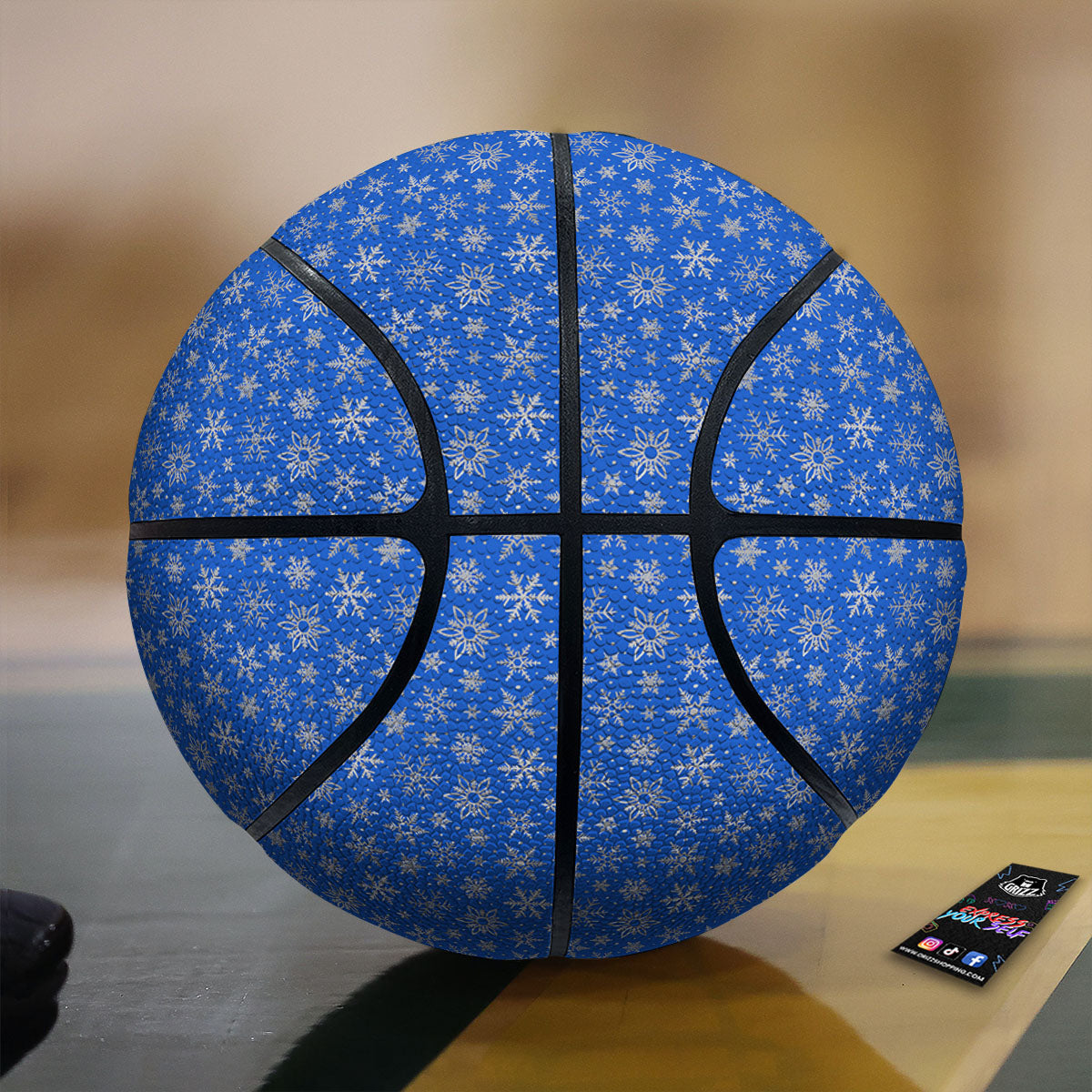 Snowflake Silver And Blue Print Pattern Basketball