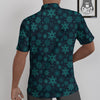 Snowflake Turquoise Print Pattern Untucked Shirts-grizzshop