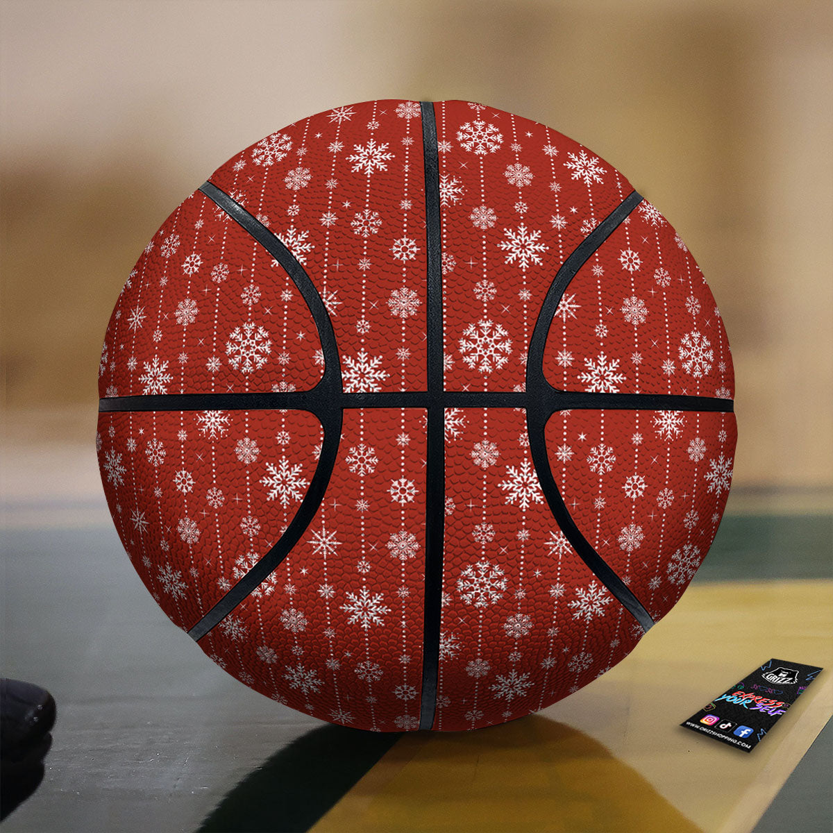 Snowflakes Merry Christmas Print Pattern Basketball