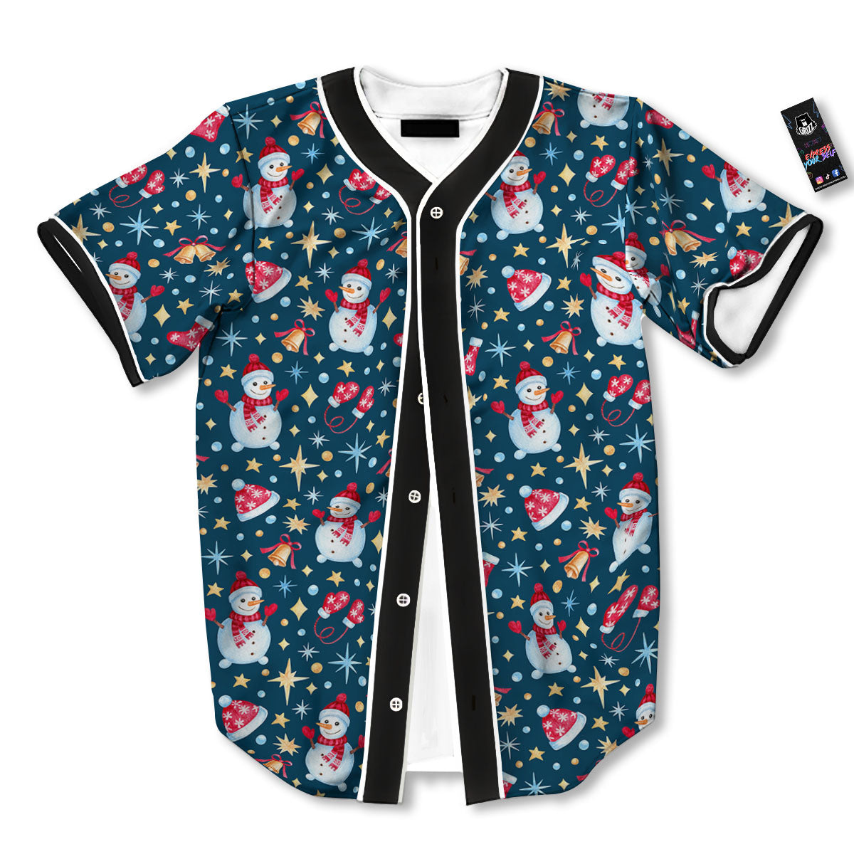 Snowman Christmas Print Pattern Baseball Jersey-grizzshop