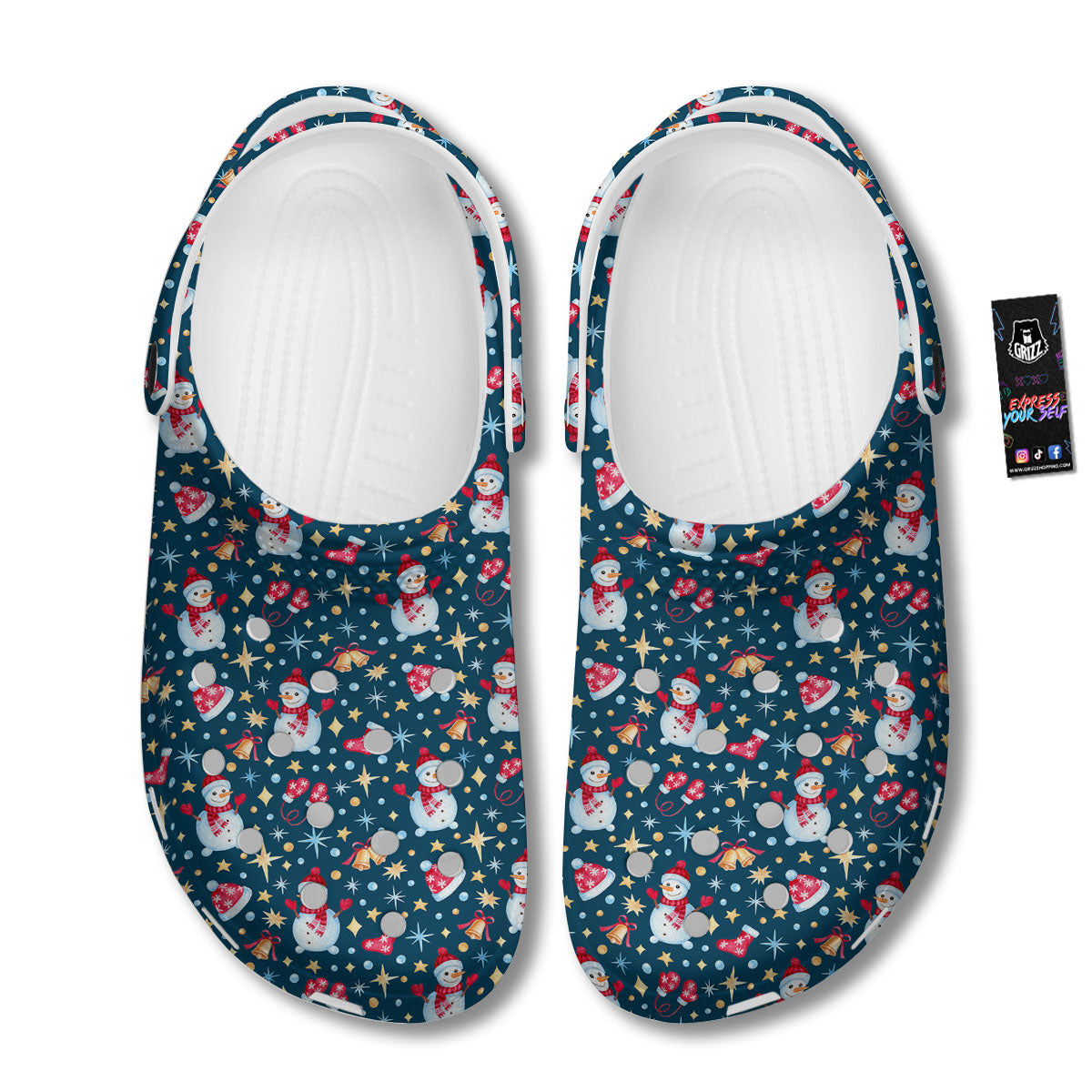 Snowman Christmas Print Pattern Clog-grizzshop