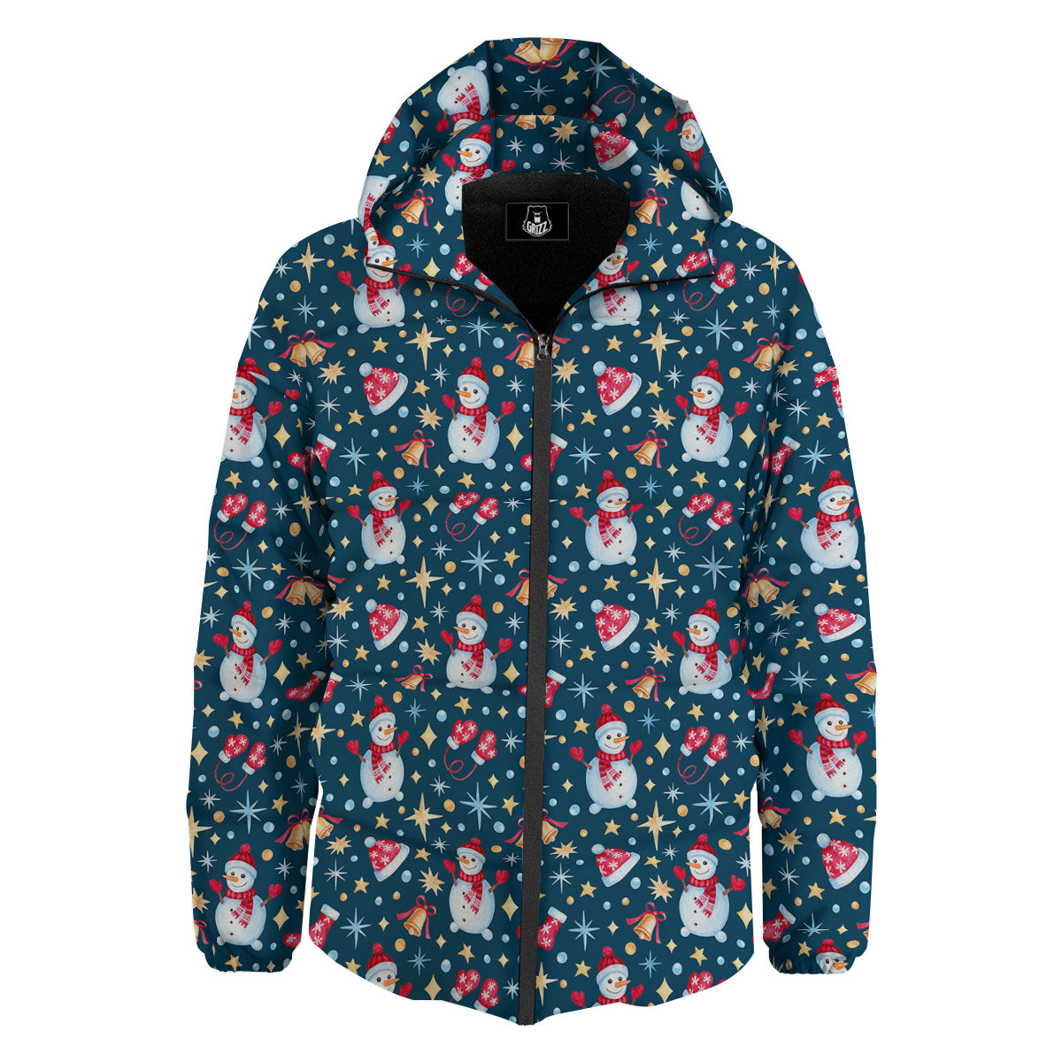 Snowman Christmas Print Pattern Down Jacket-grizzshop