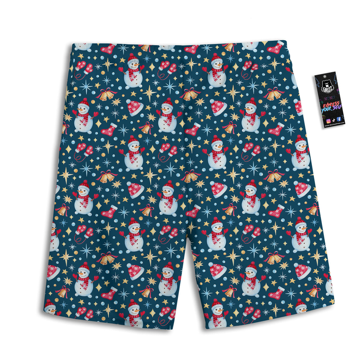 Snowman Christmas Print Pattern Men's Athletic Shorts