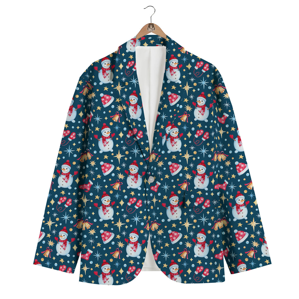 Snowman Christmas Print Pattern Men's Blazer-grizzshop