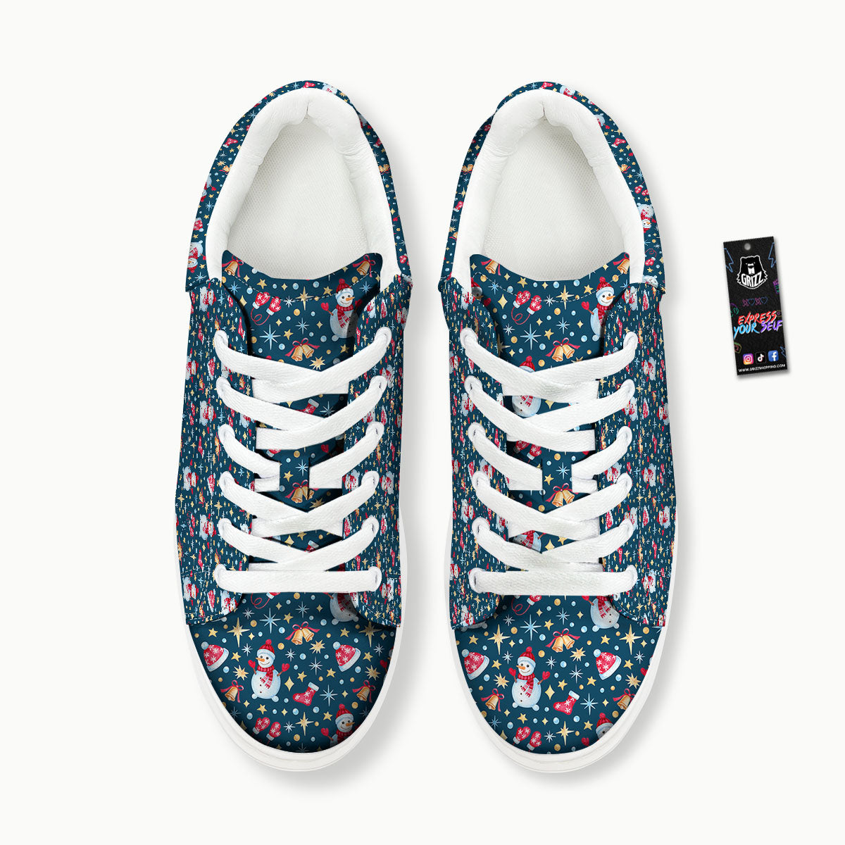 Snowman Christmas Print Pattern Platform Shoes-grizzshop
