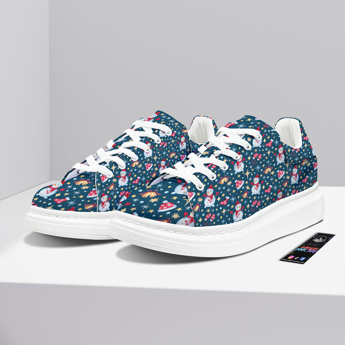 Snowman Christmas Print Pattern Platform Shoes-grizzshop