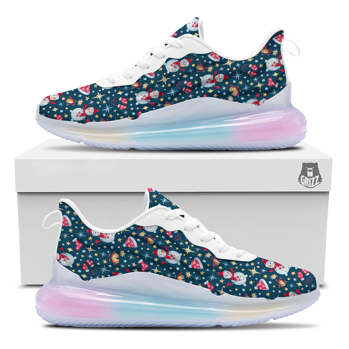 Snowman Christmas Print Pattern Running Sneakers-grizzshop