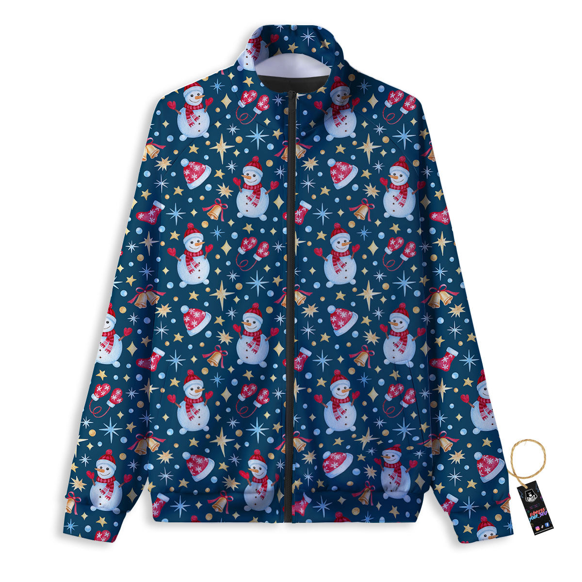 Snowman Christmas Print Pattern Track Jacket-grizzshop