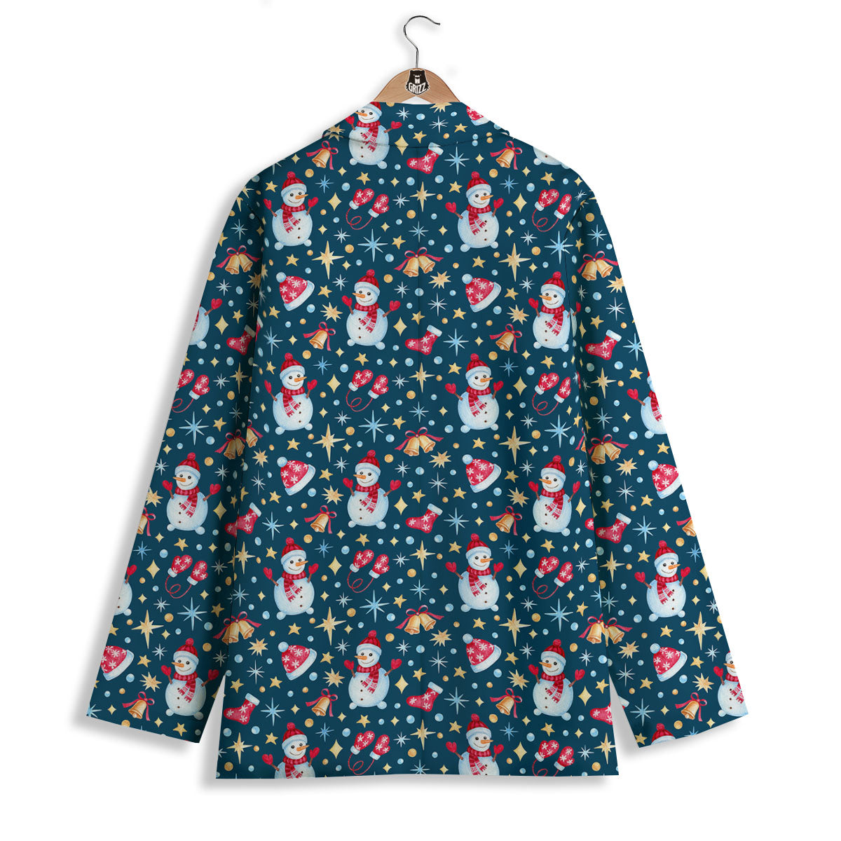 Snowman Christmas Print Pattern Women's Blazer-grizzshop