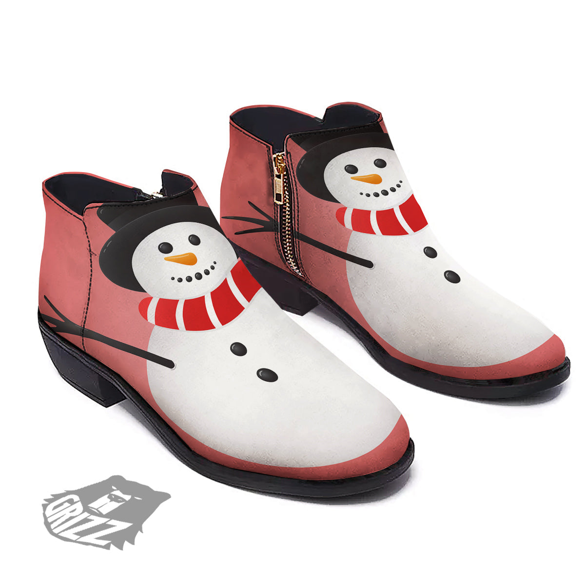 Snowman Cute Print Ankle Boots-grizzshop