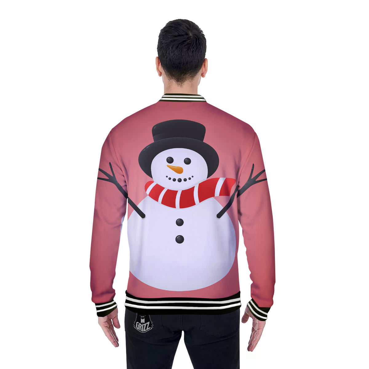 Snowman Cute Print Baseball Jacket-grizzshop