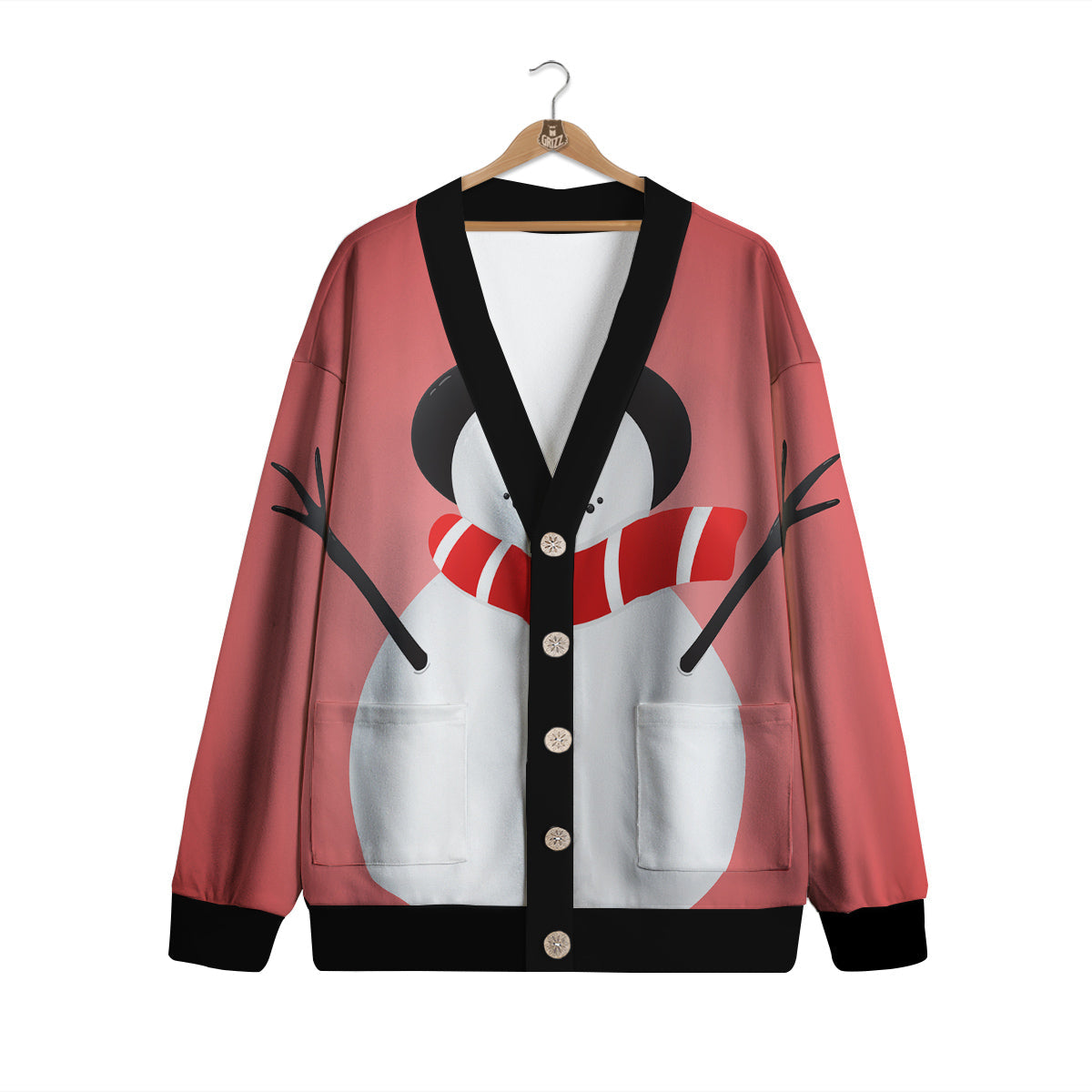 Snowman Cute Print Cardigan-grizzshop