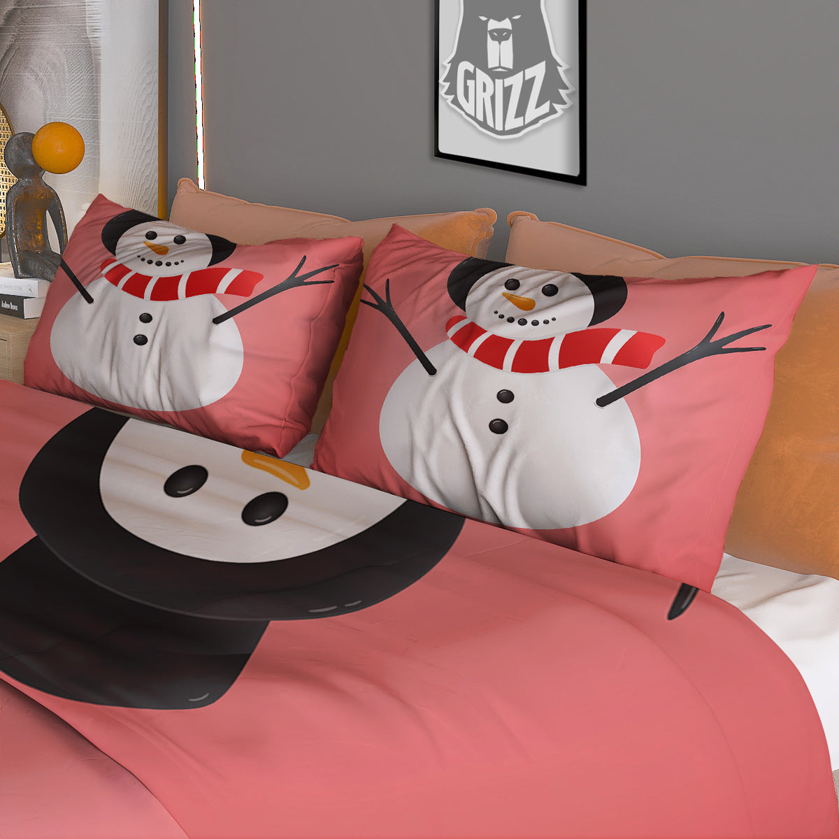 Snowman Cute Print Duvet Cover Bedding Set