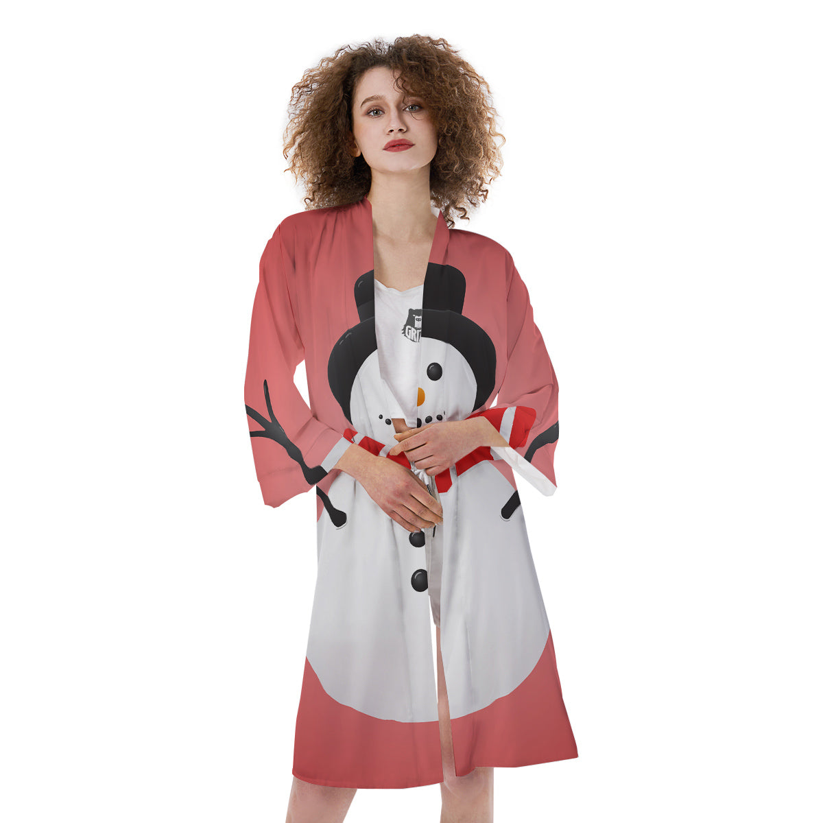 Snowman Cute Print Kimono-grizzshop