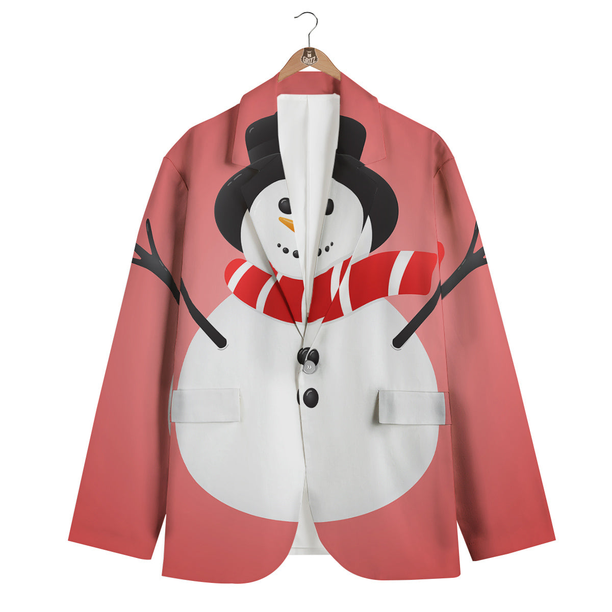 Snowman Cute Print Men's Blazer-grizzshop