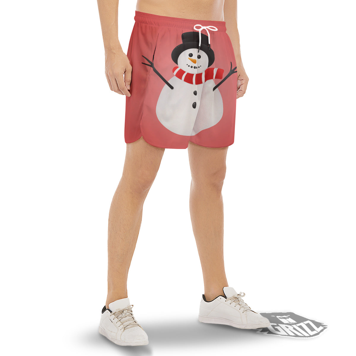 Snowman Cute Print Men's Gym Shorts-grizzshop