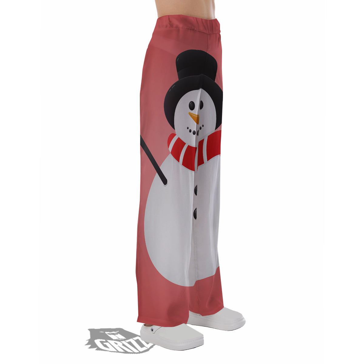 Snowman Cute Print Pajama Pants-grizzshop
