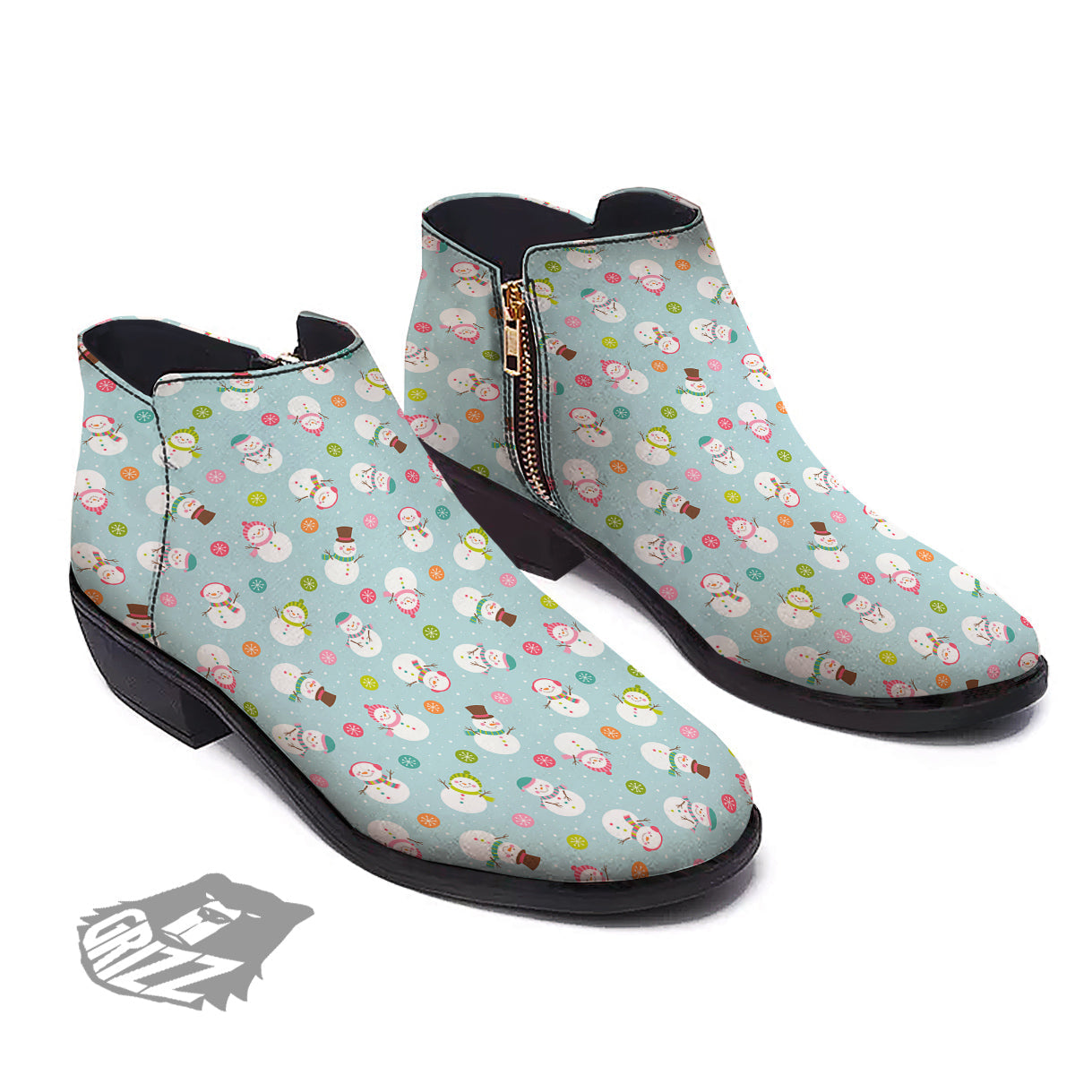 Snowman Cute Print Pattern Ankle Boots-grizzshop