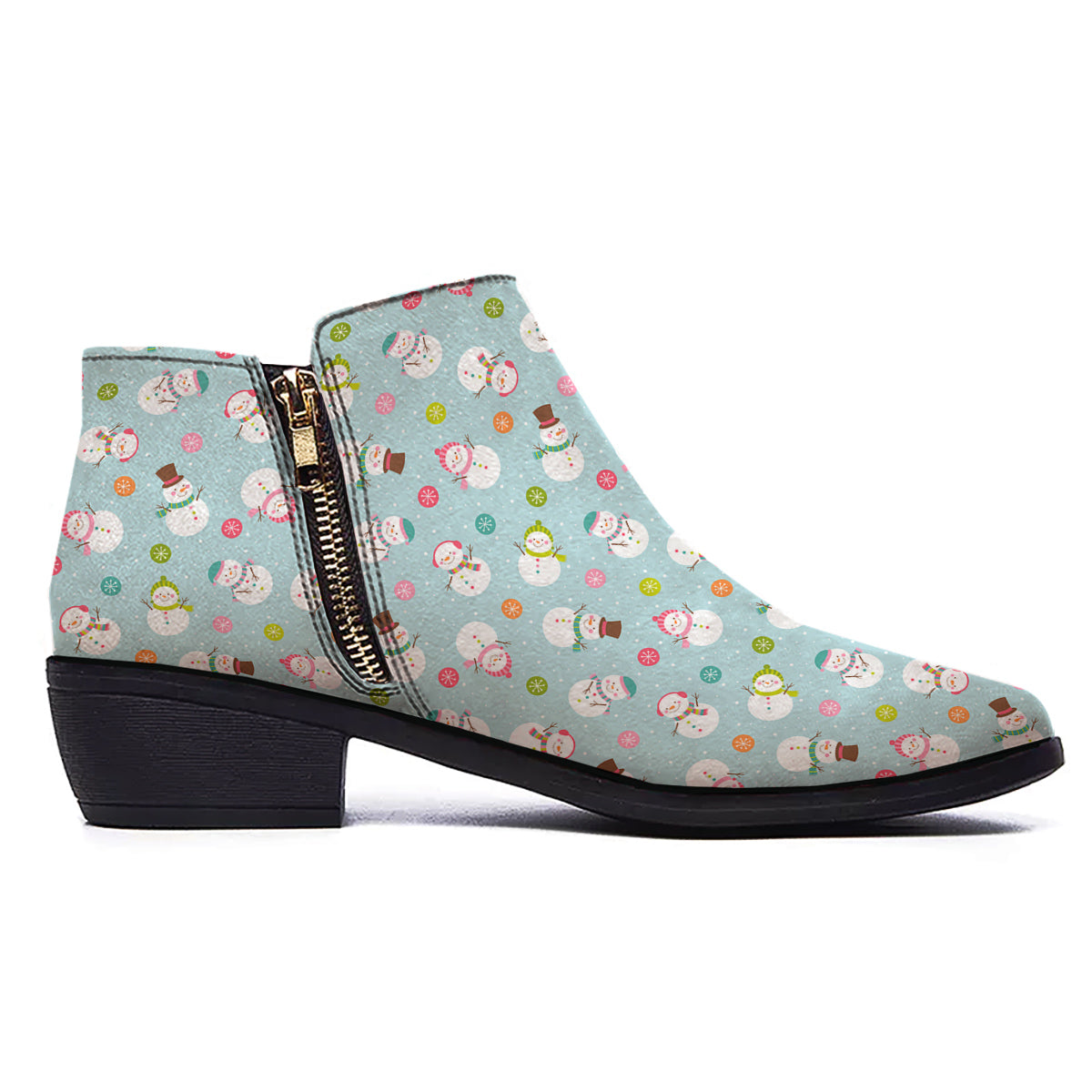 Snowman Cute Print Pattern Ankle Boots-grizzshop
