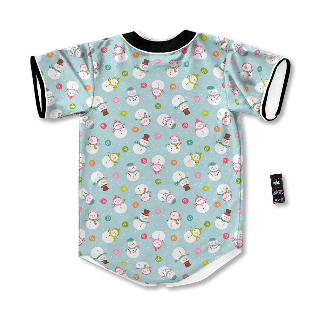 Snowman Cute Print Pattern Baseball Jersey-grizzshop