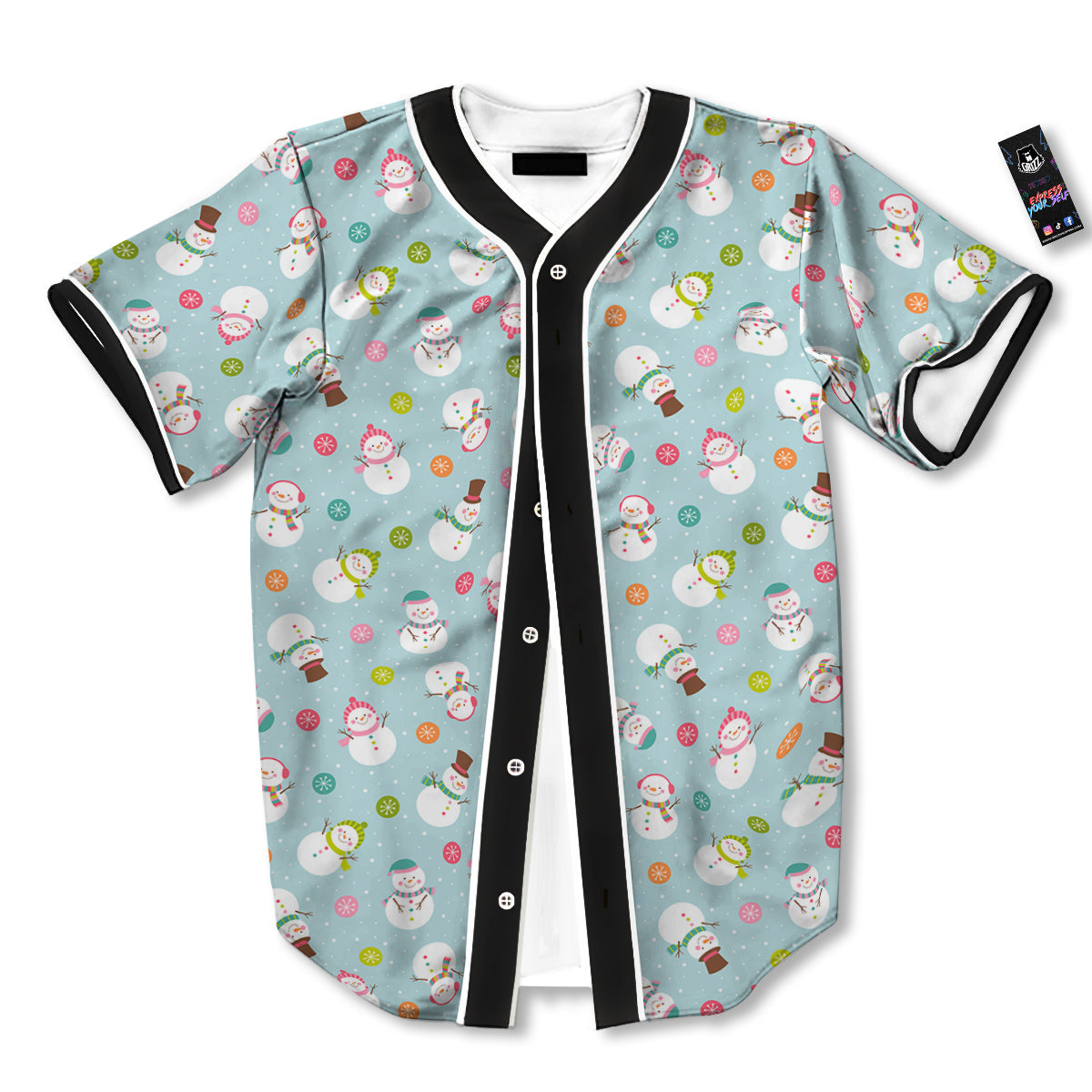 Snowman Cute Print Pattern Baseball Jersey-grizzshop