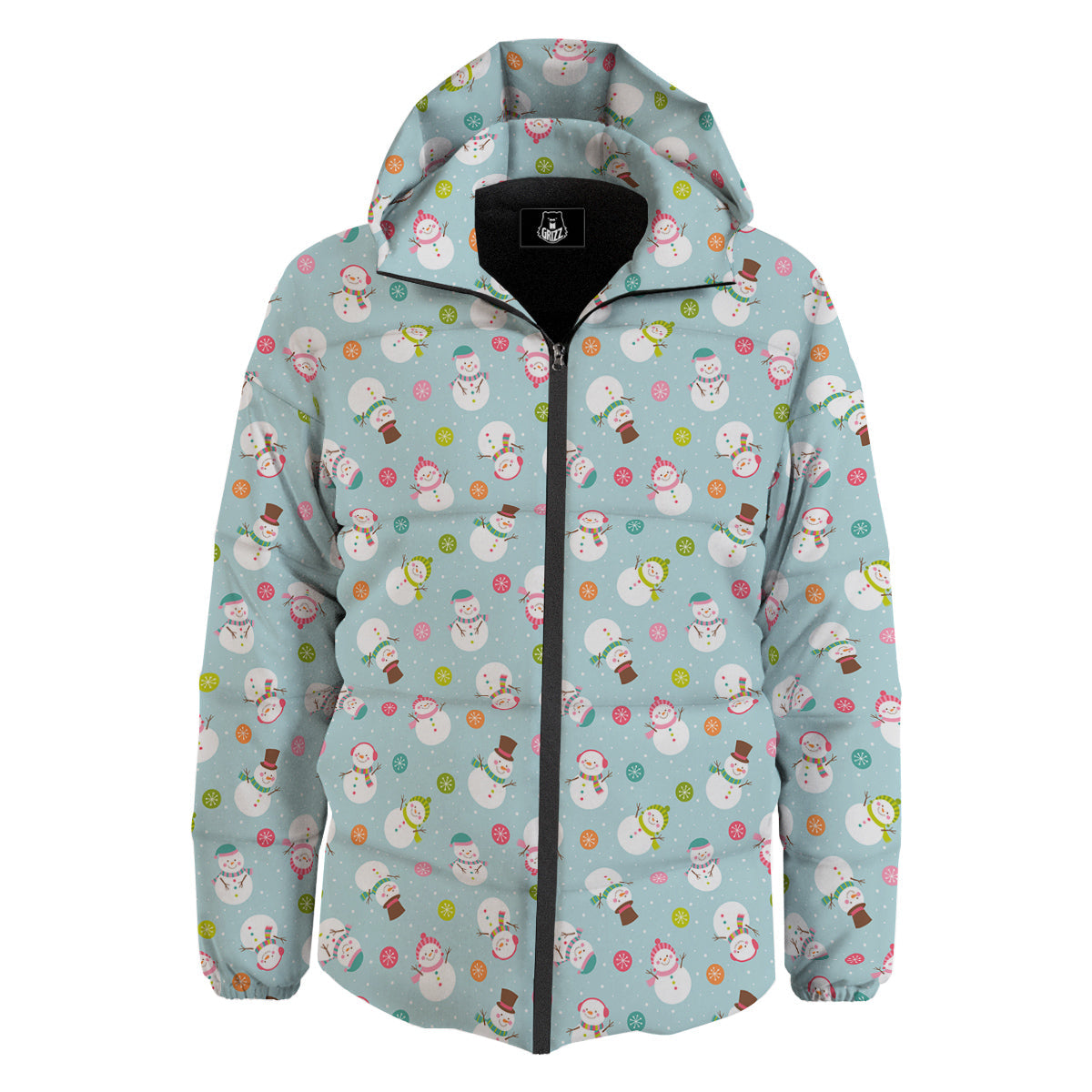 Snowman Cute Print Pattern Down Jacket-grizzshop